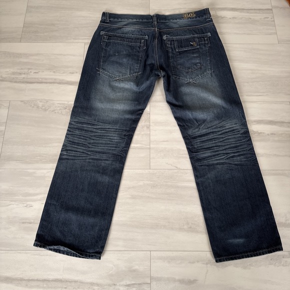 Rare VTG Blue Gear BG Premium Distressed  Baggy Hip Hop Y2K Denim Jeans 40x32 - Picture 8 of 11